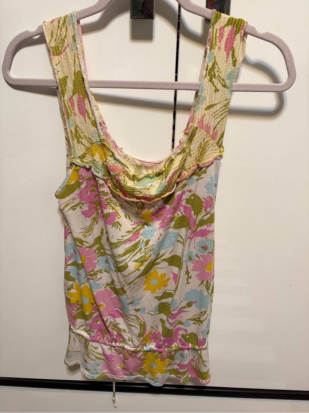 Vintage Anthropologie Porridge Brand Floral Drawstring Camisole in Pastel Colors - Picture 6 of 10